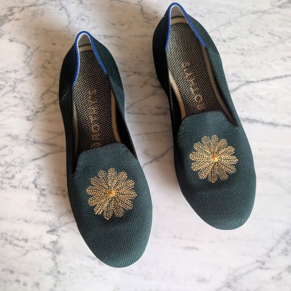 Rothy's Shoes - Rothy's Retired Evergreen Starburst Embroidered Loafer Flower Flats